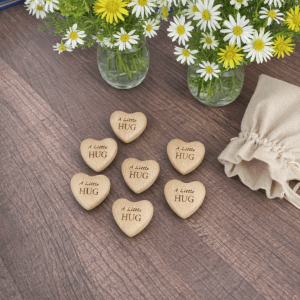 A Little Hug Wooden Heart – Pocket Hug Gift With Cotton Bag