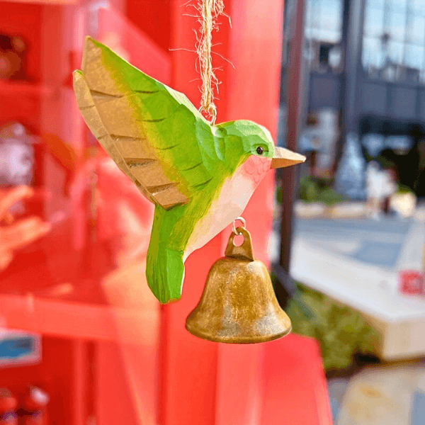 Handcrafted Wooden Hummingbird Chime – Colorful Hanging Ornament and Gifting