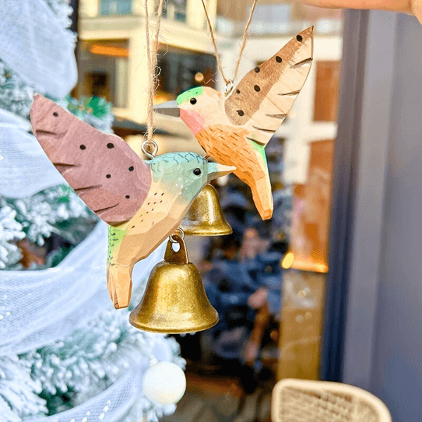 Handcrafted Wooden Hummingbird Chime – Colorful Hanging Ornament and Gifting