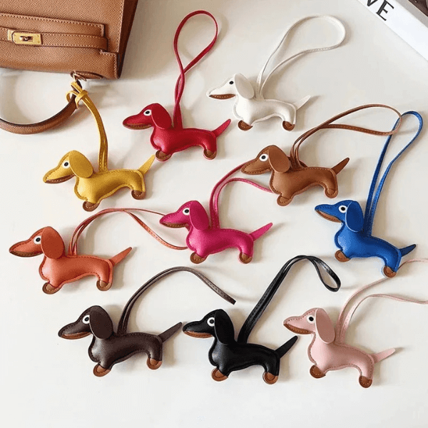 Handmade Dachshund - Leather Charm Pendant