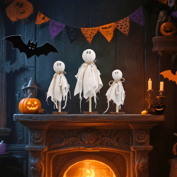 Rustic Vintage-Inspired Ghost Family Tabletop Set