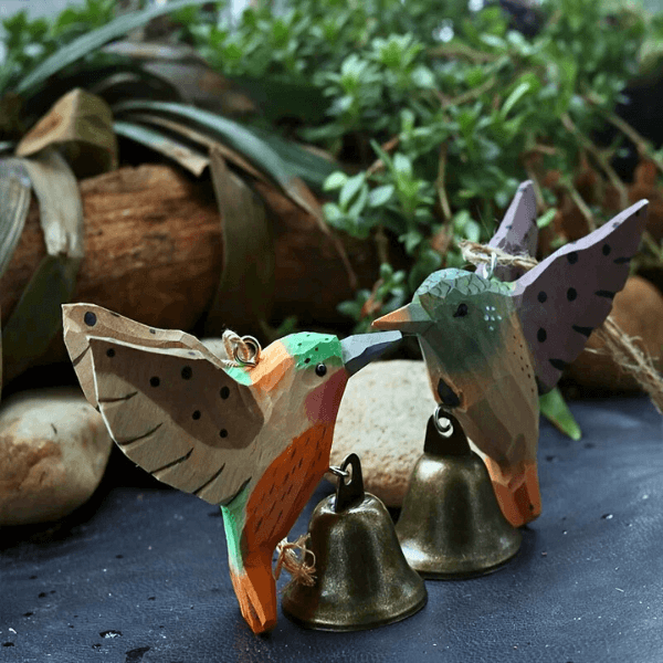 Handcrafted Wooden Hummingbird Chime – Colorful Hanging Ornament and Gifting