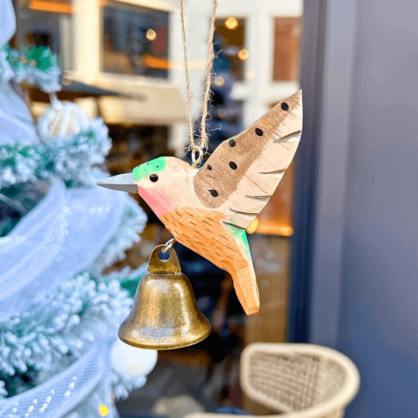 Handcrafted Wooden Hummingbird Chime – Colorful Hanging Ornament and Gifting