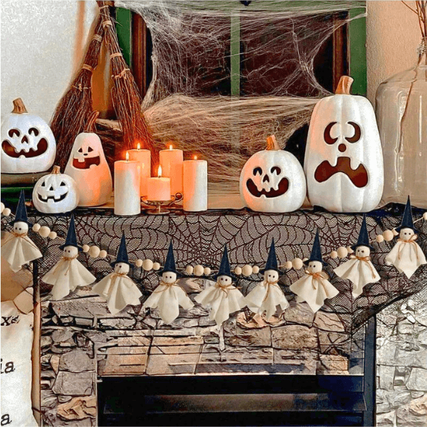 Handmade Spooky Chic Ghost & Pumpkin Garland
