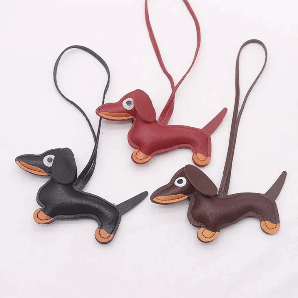 Handmade Dachshund - Leather Charm Pendant