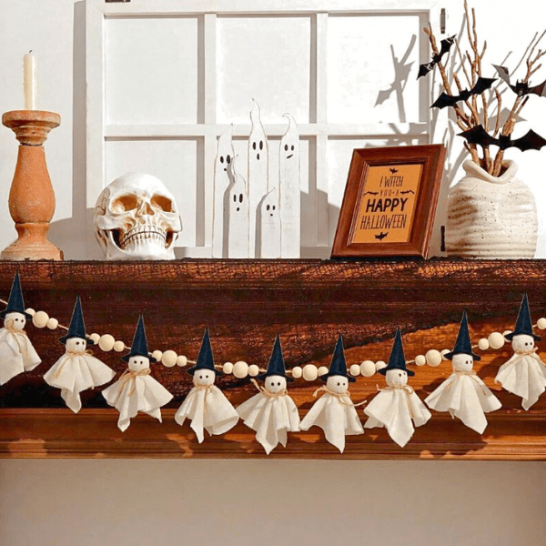 Handmade Spooky Chic Ghost & Pumpkin Garland