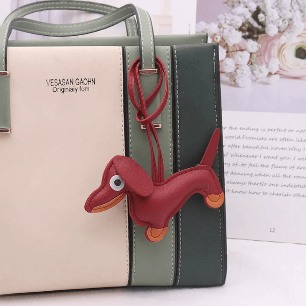 Handmade Dachshund - Leather Charm Pendant