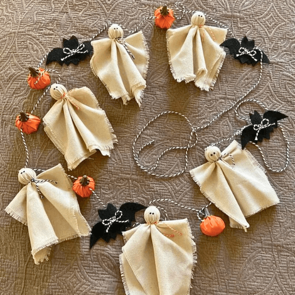Handmade Spooky Chic Ghost & Pumpkin Garland