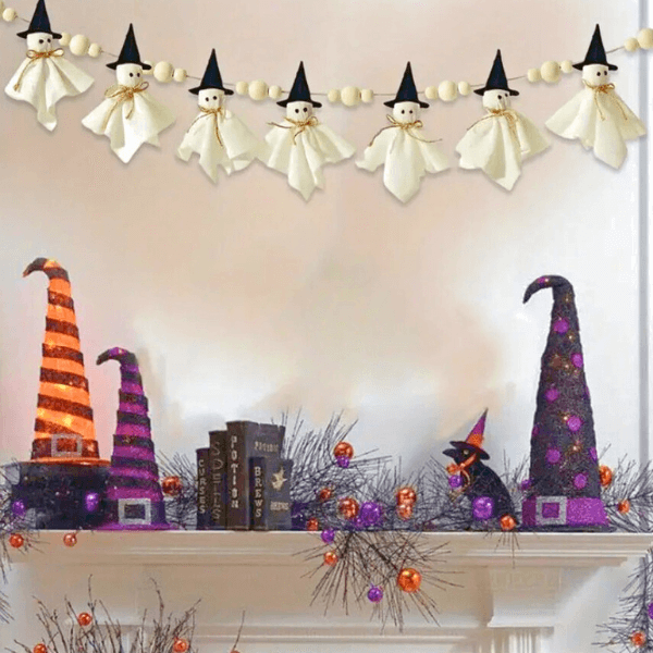 Handmade Spooky Chic Ghost & Pumpkin Garland