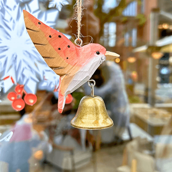 Handcrafted Wooden Hummingbird Chime – Colorful Hanging Ornament and Gifting