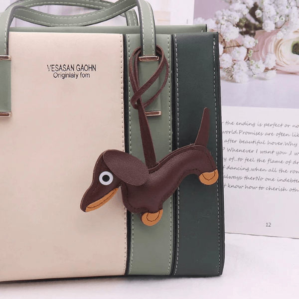 Handmade Dachshund - Leather Charm Pendant