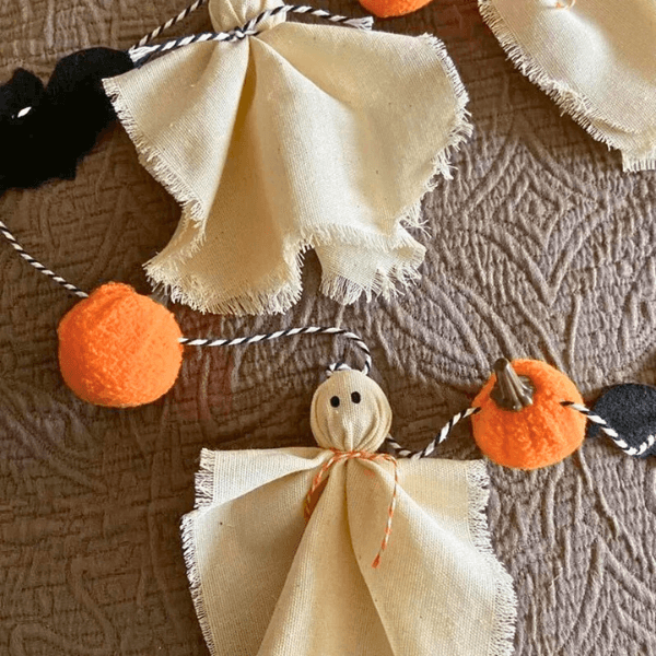 Handmade Spooky Chic Ghost & Pumpkin Garland