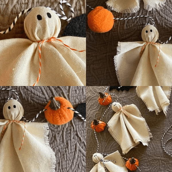Handmade Spooky Chic Ghost & Pumpkin Garland