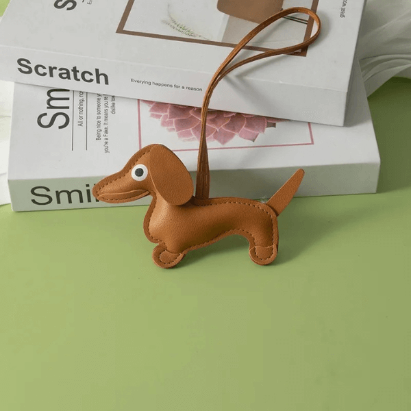 Handmade Dachshund - Leather Charm Pendant