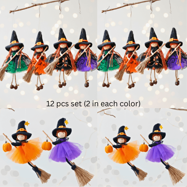 Handmade Adornbly Witch Hanging Ornaments - (2Pcs)