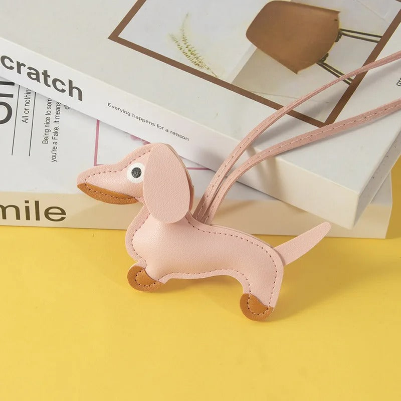 Handmade Dachshund - Leather Charm Pendant