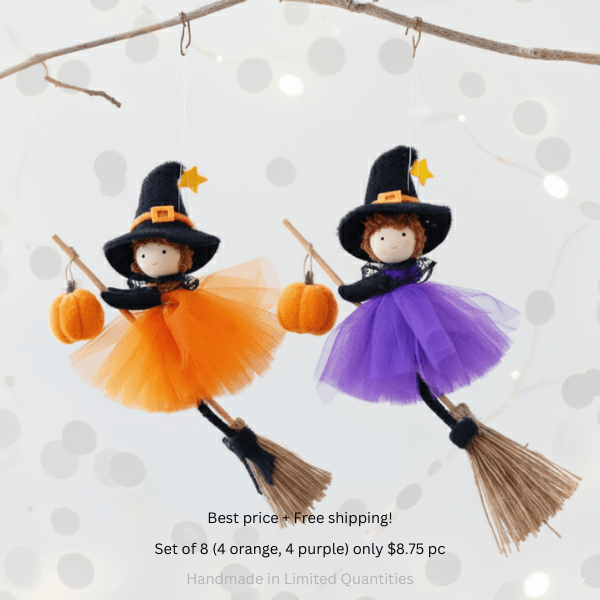 Handmade Adornbly Witch Hanging Ornaments - (2Pcs)
