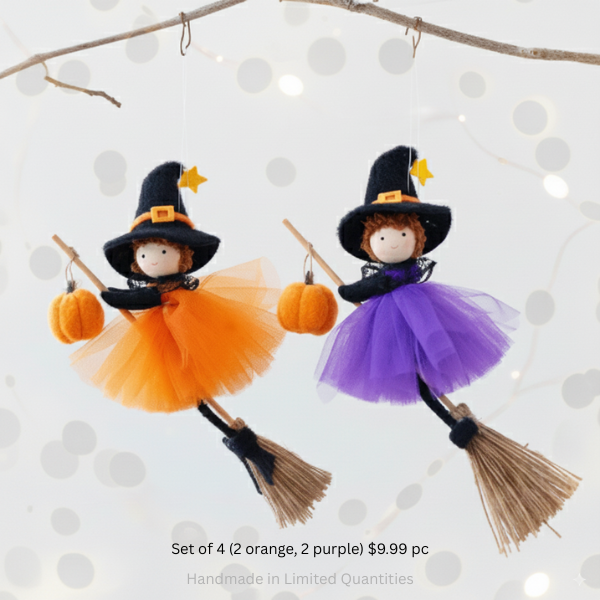 Handmade Adornbly Witch Hanging Ornaments - (2Pcs)
