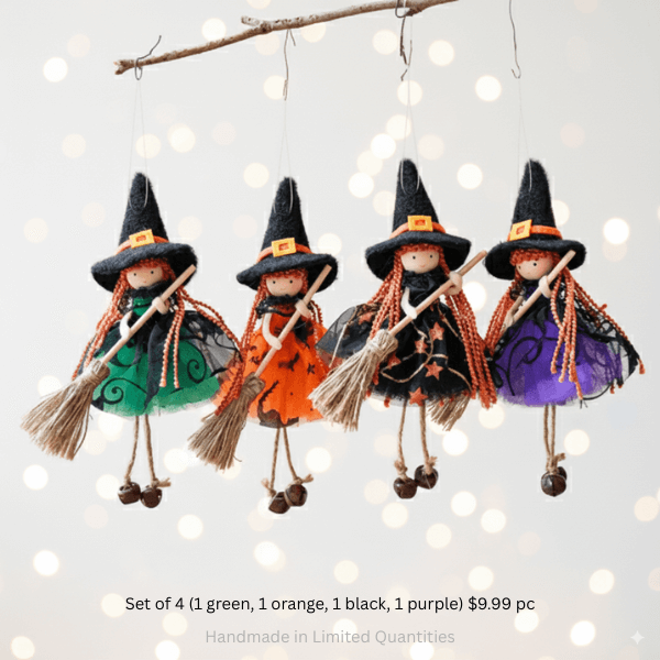 Handmade Adornbly Witch Hanging Ornaments - (2Pcs)