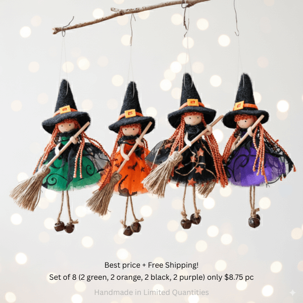 Handmade Adornbly Witch Hanging Ornaments - (2Pcs)