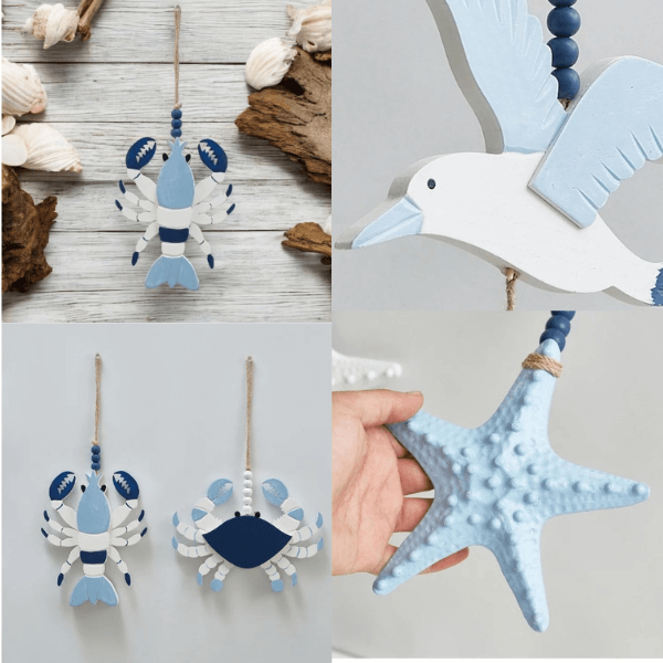 Wooden Mediterranean Sea Creature Pendants