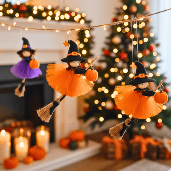 Handmade Adornbly Witch Hanging Ornaments - (2Pcs)