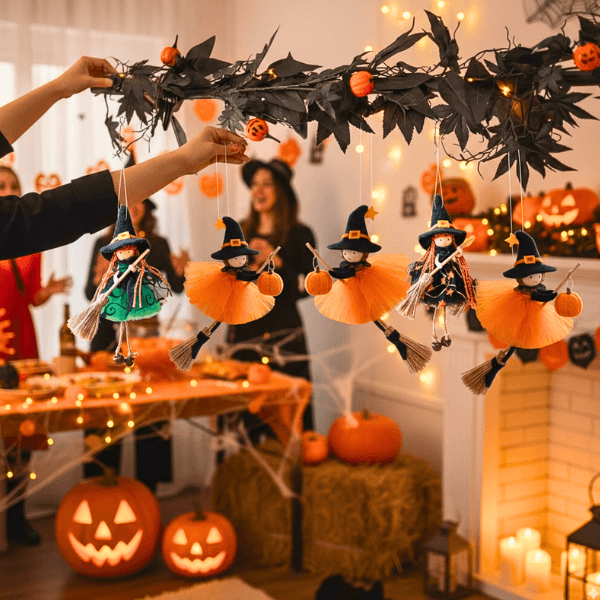 Handmade Adornbly Witch Hanging Ornaments - (2Pcs)