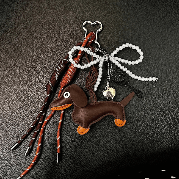 Handmade Dachshund - Leather Charm Pendant