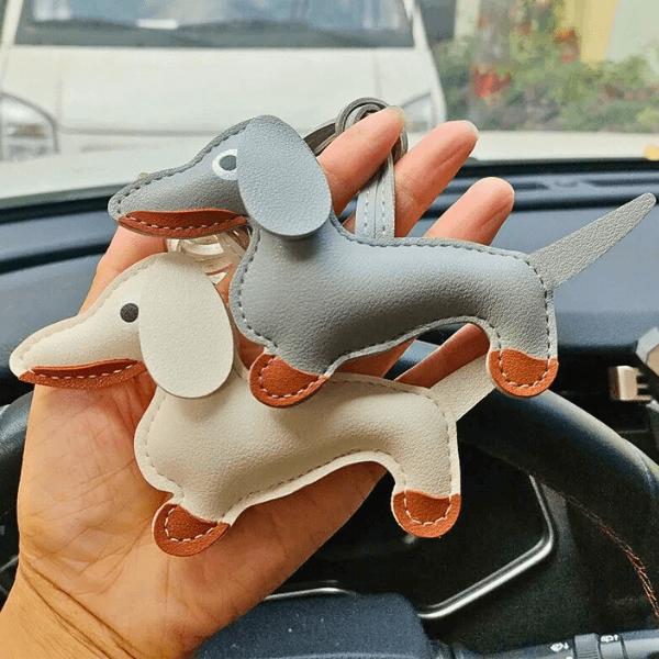 Handmade Dachshund - Leather Charm Pendant