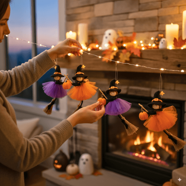 Handmade Adornbly Witch Hanging Ornaments - (2Pcs)