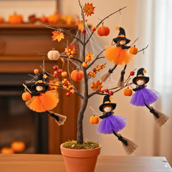 Handmade Adornbly Witch Hanging Ornaments - (2Pcs)