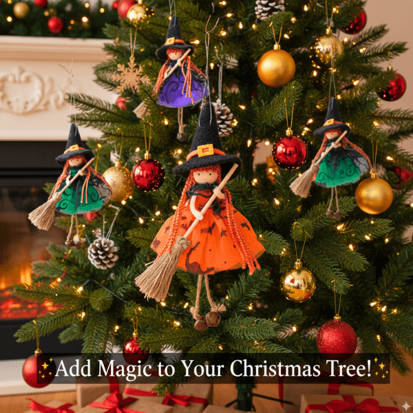 Handmade Adornbly Witch Hanging Ornaments - (2Pcs)