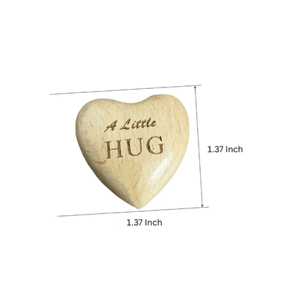 A Little Hug Wooden Heart Gift with a Soft Natural Cotton Keepsake Pouch