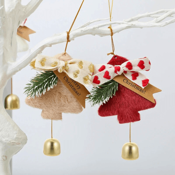 Holiday Christmas Tree Bell Ornaments – Plush Door Hanging Wind Chimes