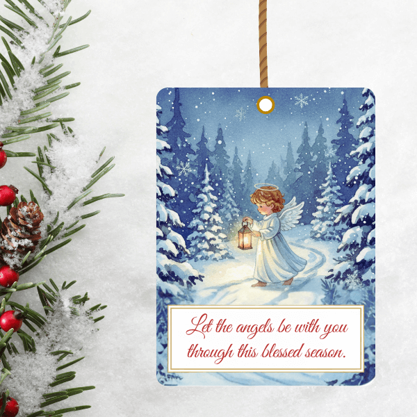 Christmas Gift Tags - 8 Designs - Digital & Printable (not a physical product) – “Let the Angels Be With You”