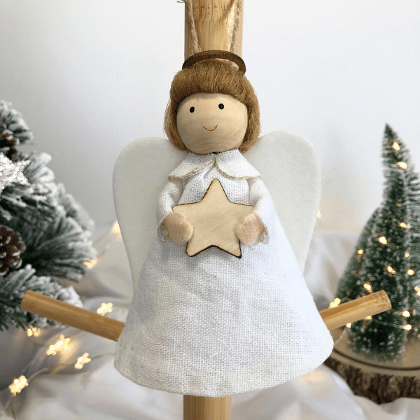 Handmade guardian angel ornaments and angel tree toppers