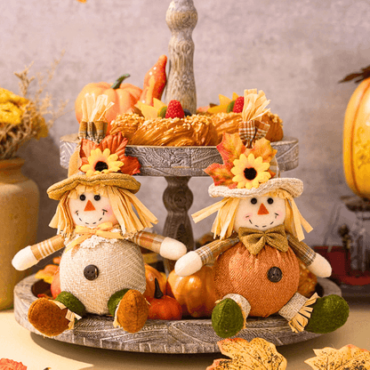 Festive Straw Hat Scarecrow Plush Ornament – For Holiday Cheer