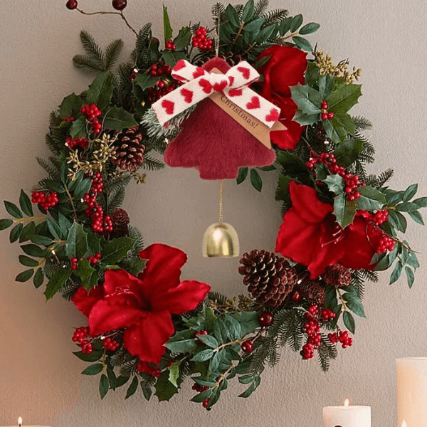 Holiday Christmas Tree Bell Ornaments – Plush Door Hanging Wind Chimes