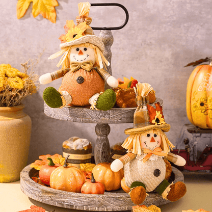 Festive Straw Hat Scarecrow Plush Ornament – For Holiday Cheer