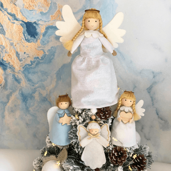Handmade guardian angels and angel tree toppers