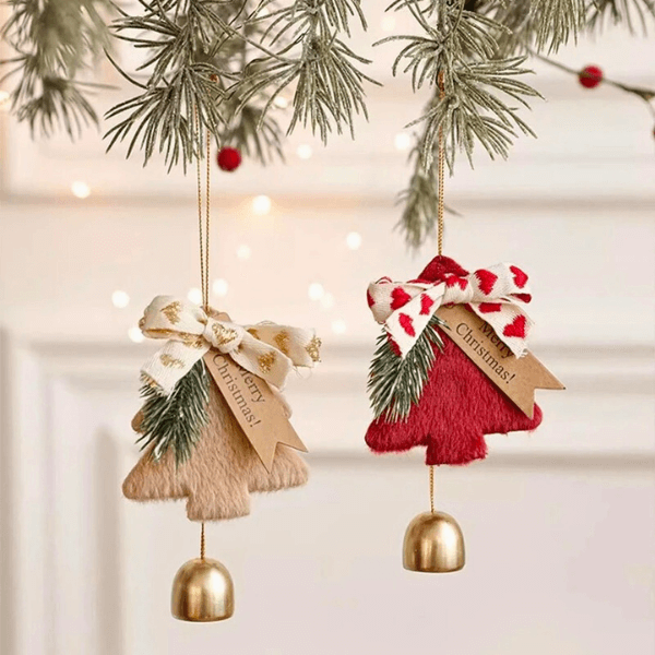 Holiday Christmas Tree Bell Ornaments – Plush Door Hanging Wind Chimes