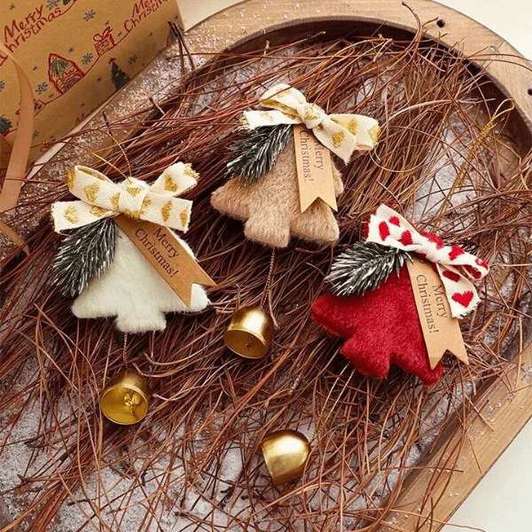Holiday Christmas Tree Bell Ornaments – Plush Door Hanging Wind Chimes