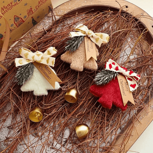 Holiday Christmas Tree Bell Ornaments – Plush Door Hanging Wind Chimes