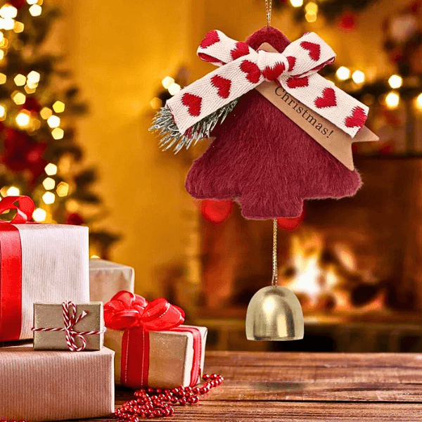 Holiday Christmas Tree Bell Ornaments – Plush Door Hanging Wind Chimes