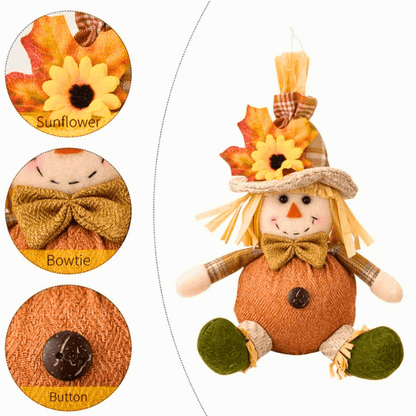 Festive Straw Hat Scarecrow Plush Ornament – For Holiday Cheer