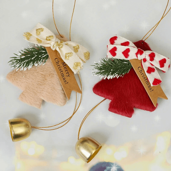 Holiday Christmas Tree Bell Ornaments – Plush Door Hanging Wind Chimes