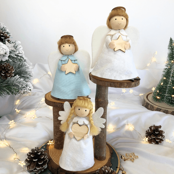 Handmade guardian angels and angel tree toppers