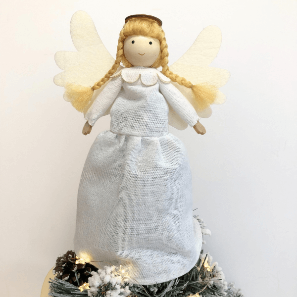 Handmade guardian angel ornaments and angel tree toppers