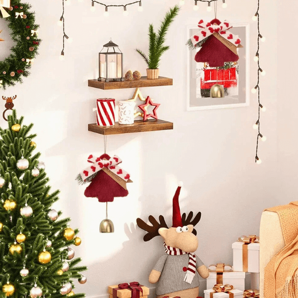 Holiday Christmas Tree Bell Ornaments – Plush Door Hanging Wind Chimes