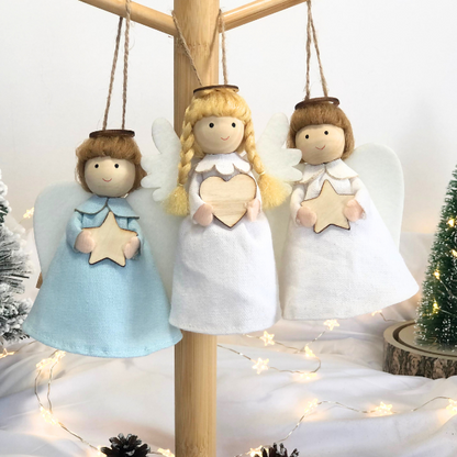 Handmade guardian angel ornaments and angel tree toppers
